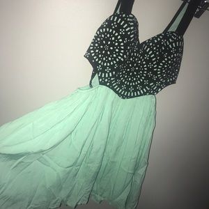 Never worn mint green and black cut out dress